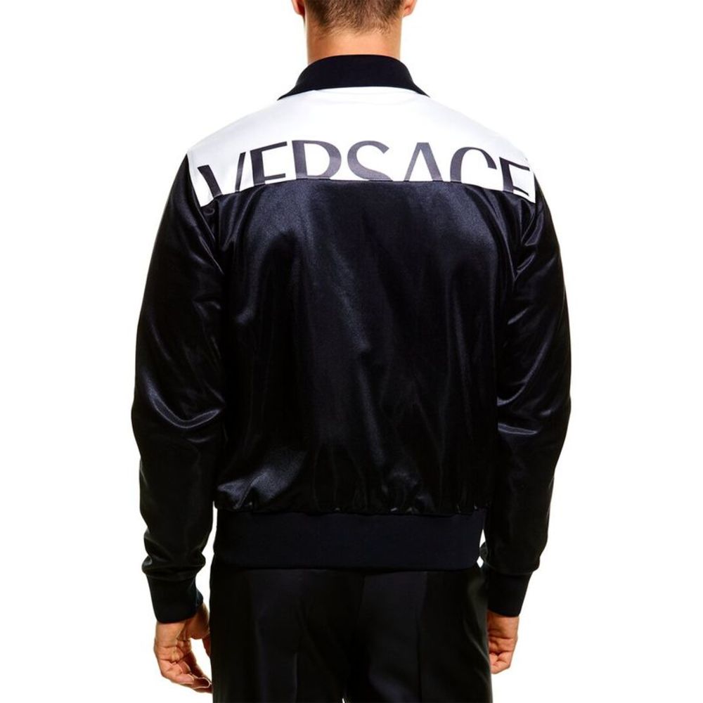 Versace Mens  Logo Zip-Up Sweatshirt, Blue - Picture 2 of 3